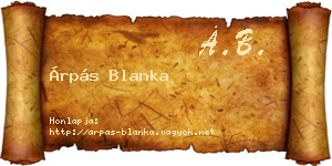 Árpás Blanka névjegykártya